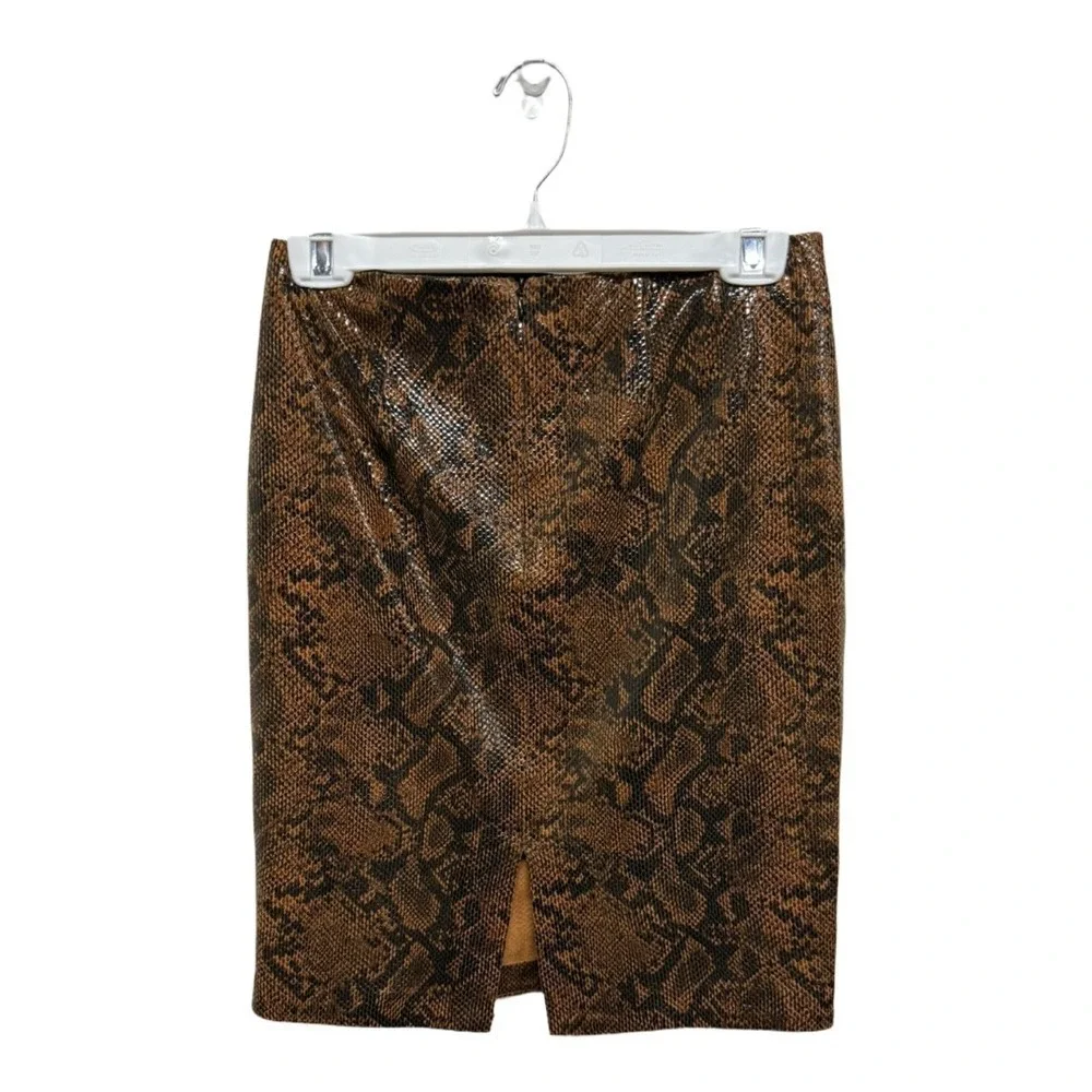 Esqualo Brown Faux Leather Pencil Skirt Size 6 Women's Business Club Wear